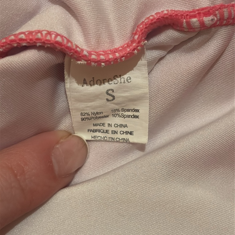 AdoreShe Pink Ruffled One Piece Swimsuit Size Small - Picture 3 of 3